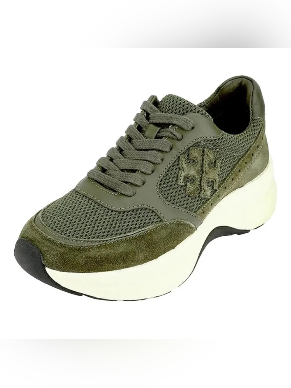 Tory Burch Kick Trainer Chevron Suede Mesh - Grove (Green) Chunky Sneaker 9.5 - Picture 2 of 16